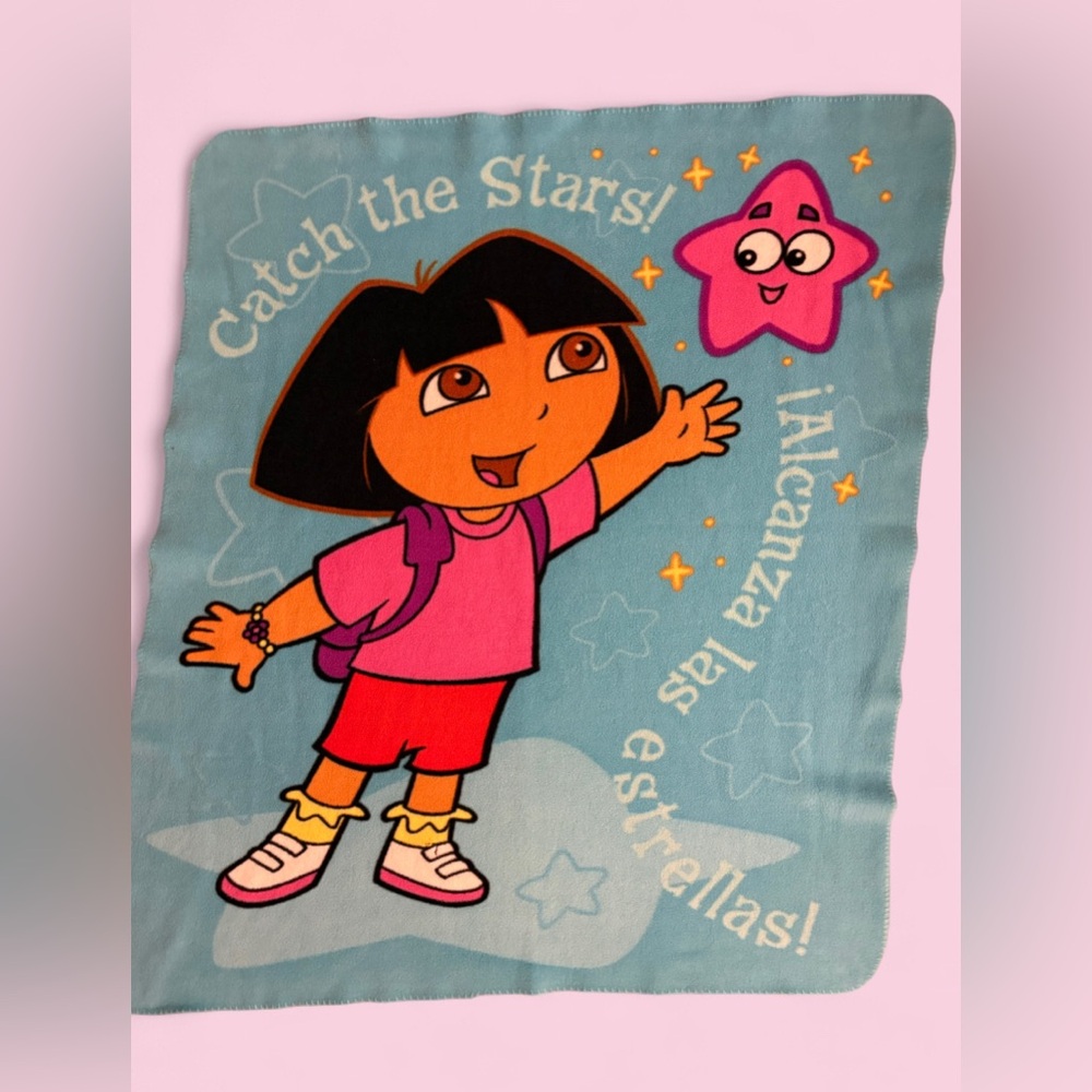 Vintage 2004 Dora the Explorer Fleece Throw Blanket | Nick Jr | Rare